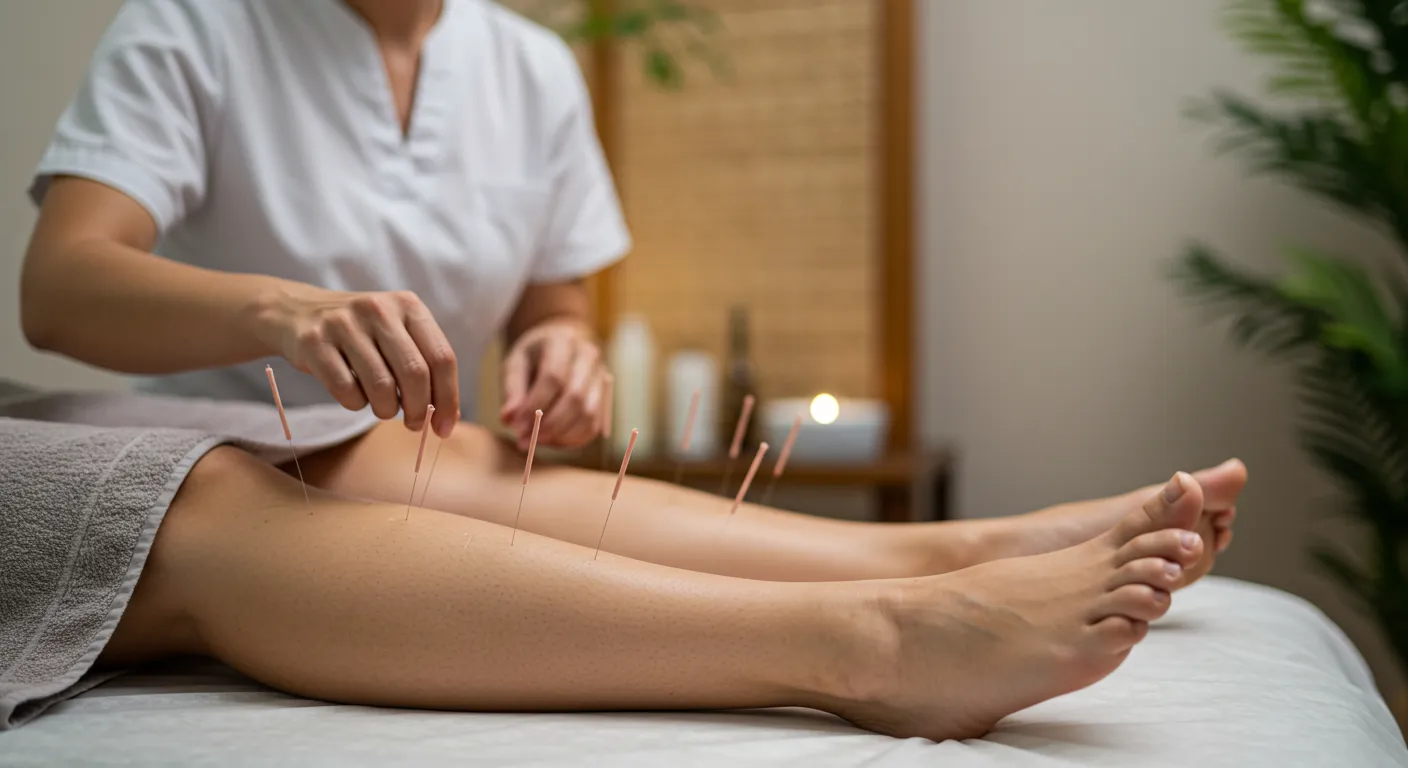 Aplicação de acupuntura como terapia da medicina chinesa