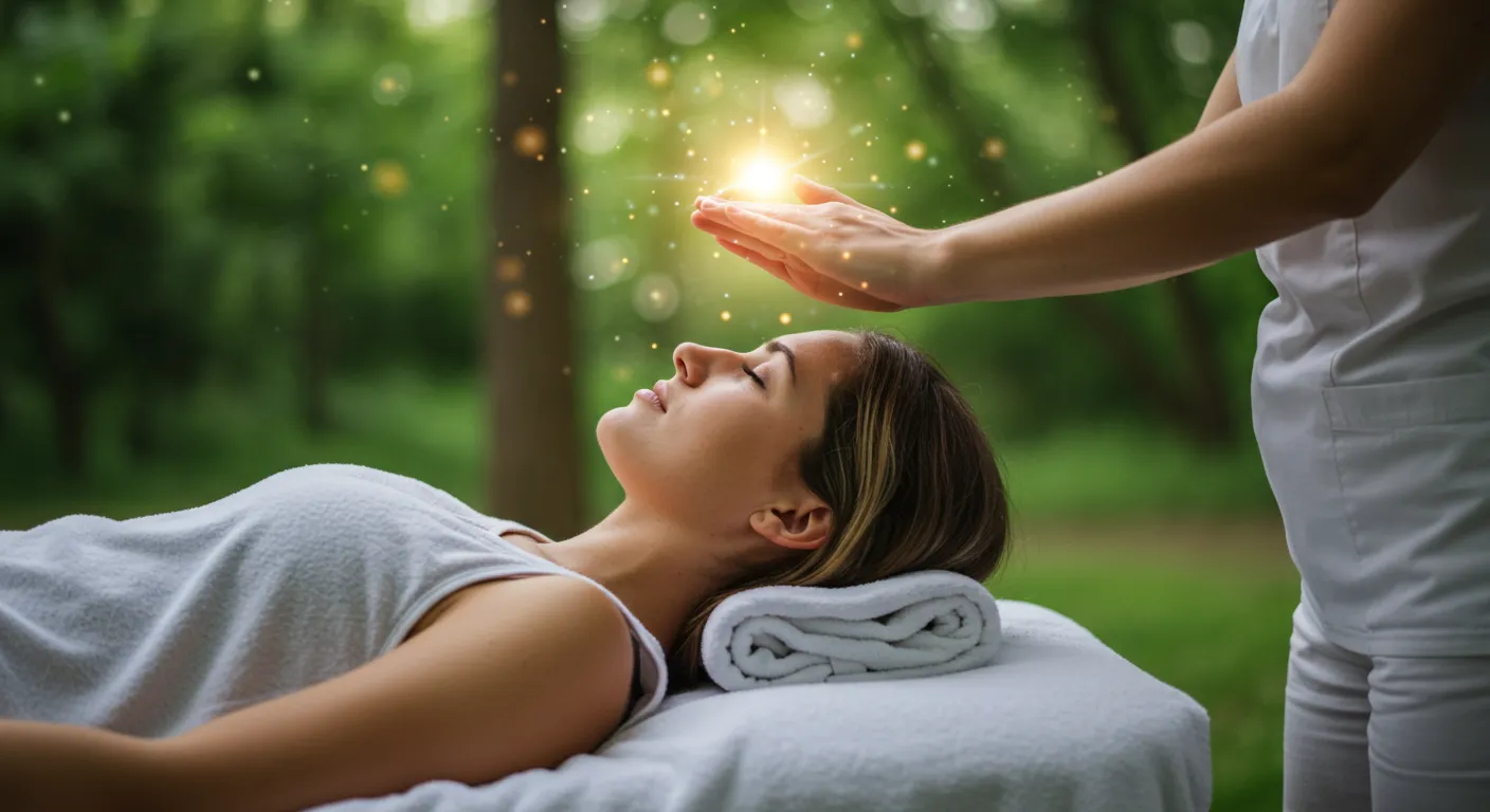 Terapia de reiki com imposição de mãos para harmonização energética